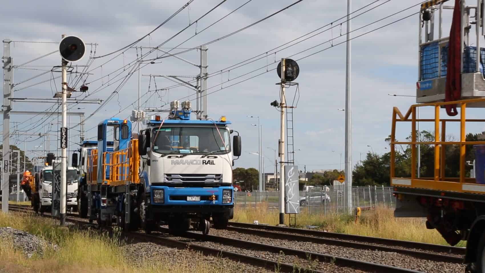 Overhead Feed And Tensioner on Train Track